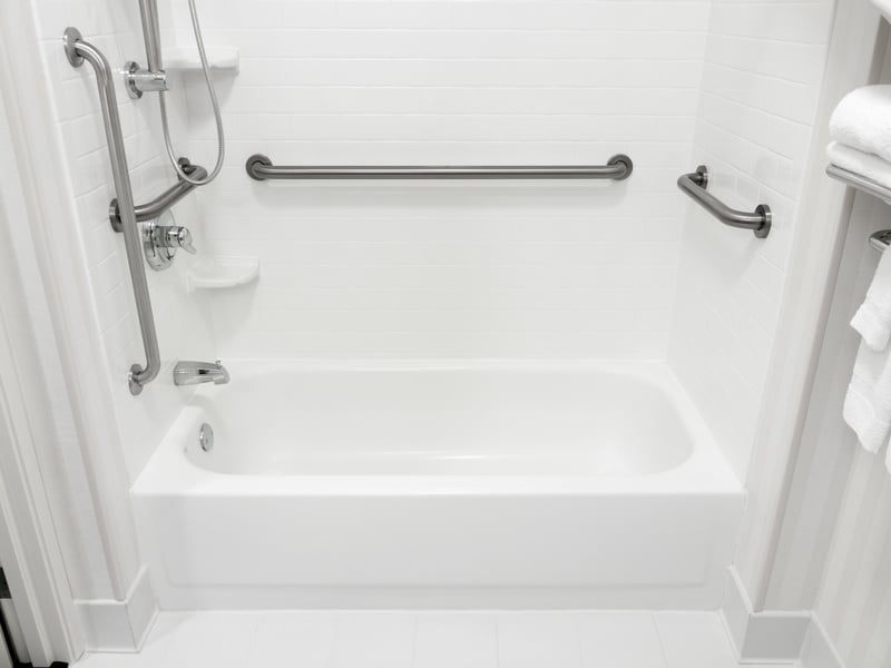 Graham-Field's heavy duty steel grab bars have rust resistant finishes, and are available in chrome plated, brushed nickel, or white enamel finish.