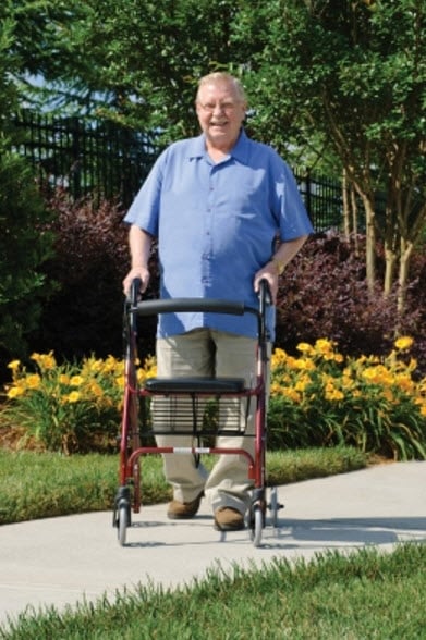 rollator lumex graham field man sidewalk
